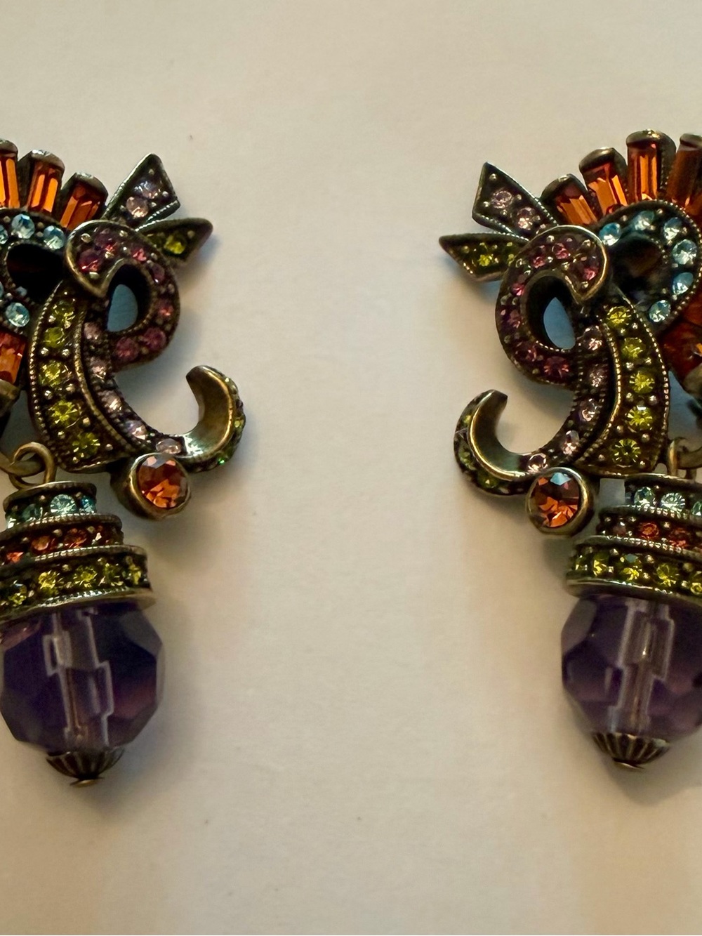 Vintage UTC Multicolor Crystal Statement Drop Earrings